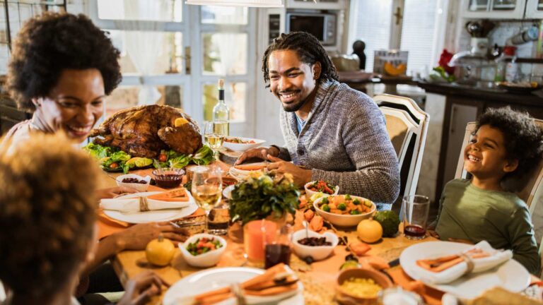 Illustration of a Family Having an Autism-Friendly Thanksgiving